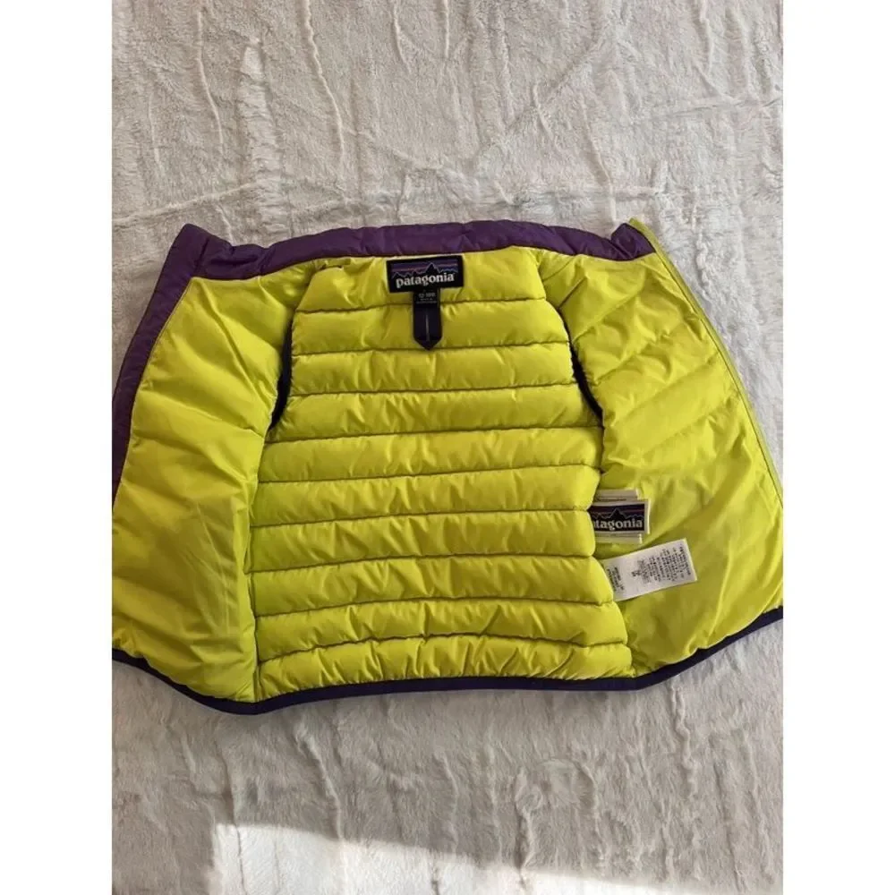 Patagonia Kids Purple Puffy Vest with Yellow Zippers
